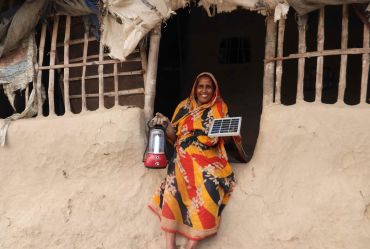 woman with Solar lights